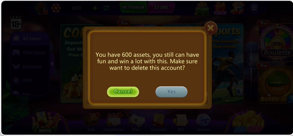 Final account deletion confirmation dialog
